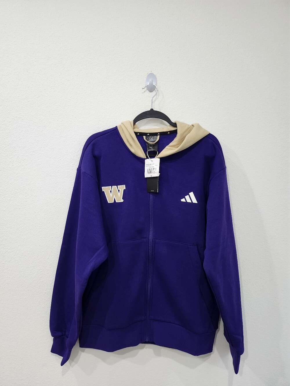 adidas Men’s Washington Huskies Full Zip Helmet Hoodie JN0363 Size Large NWT